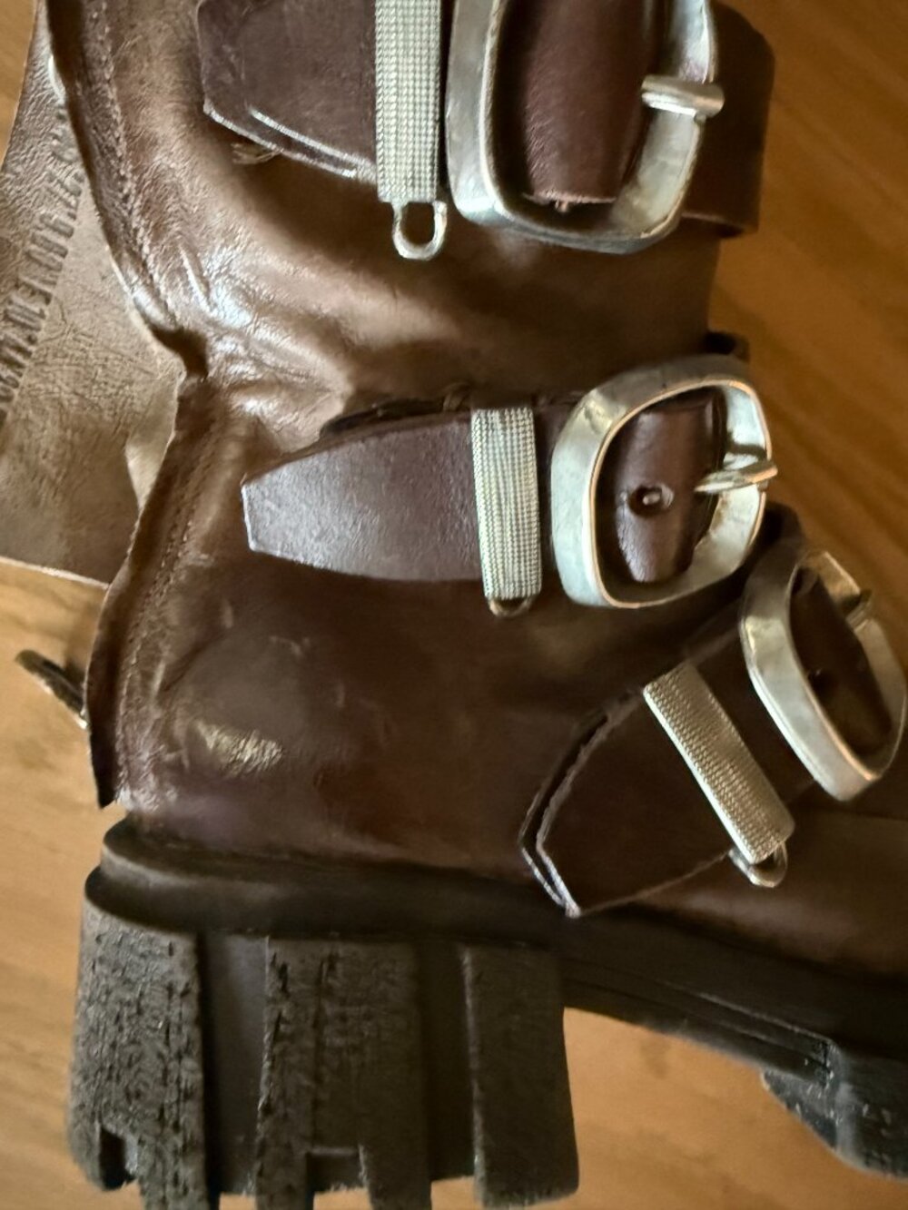A.S.98 Hamish Buckle Combat Boots in Brown (Rock) Leather - Size 38 - Picture 9 of 11